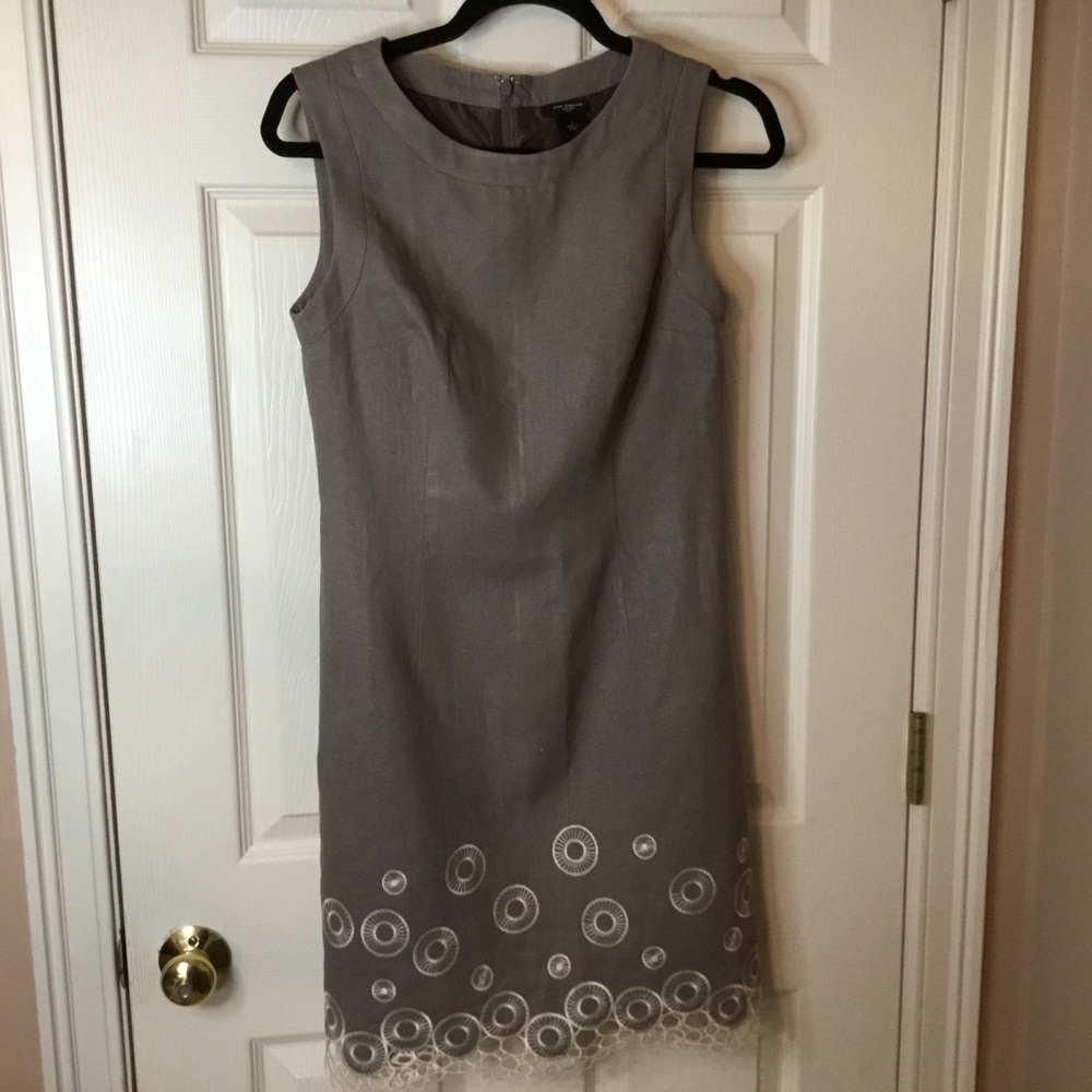 Ann Taylor Brown Sleeveless Linen Blend Sheath Dress - Size 0